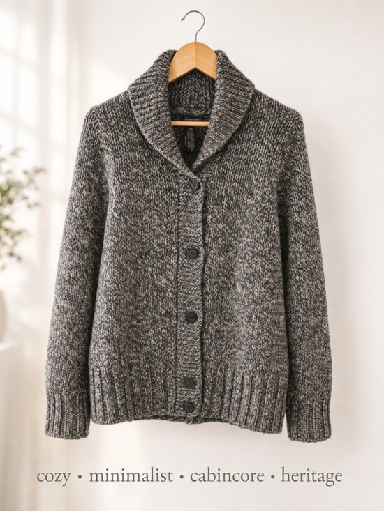 American Eagle Outfitters Sweaters - Gray Marled Wool Blend Cardigan Shawl Collar American Eagle | M Minimalist Cozy